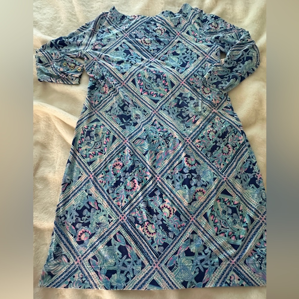 Lilly Pulitzer UPF +50 Sophie Dress Zanzibar Blue Meet Me On The Dock size large - Picture 4 of 9